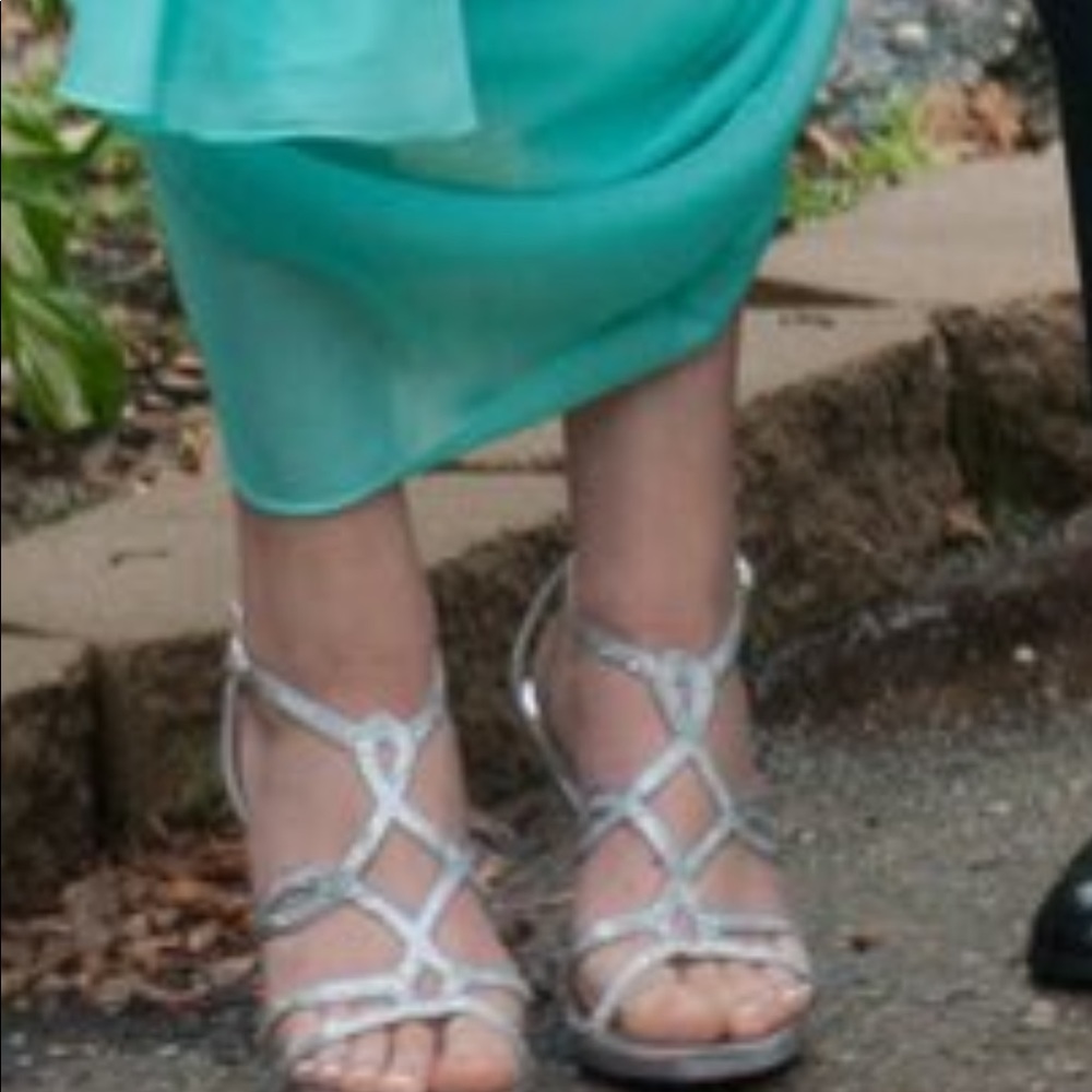 Sparkly silver heels